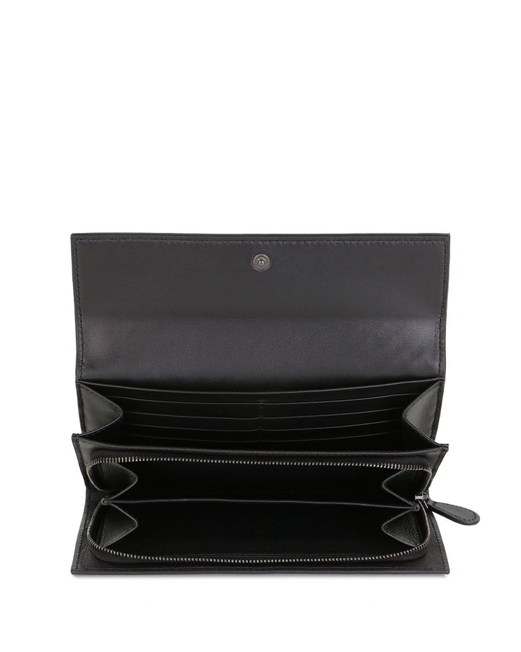 Lamb Leather Woven Long Wallet