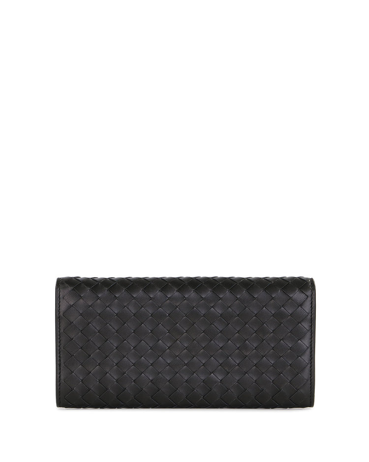 Lamb Leather Woven Long Wallet