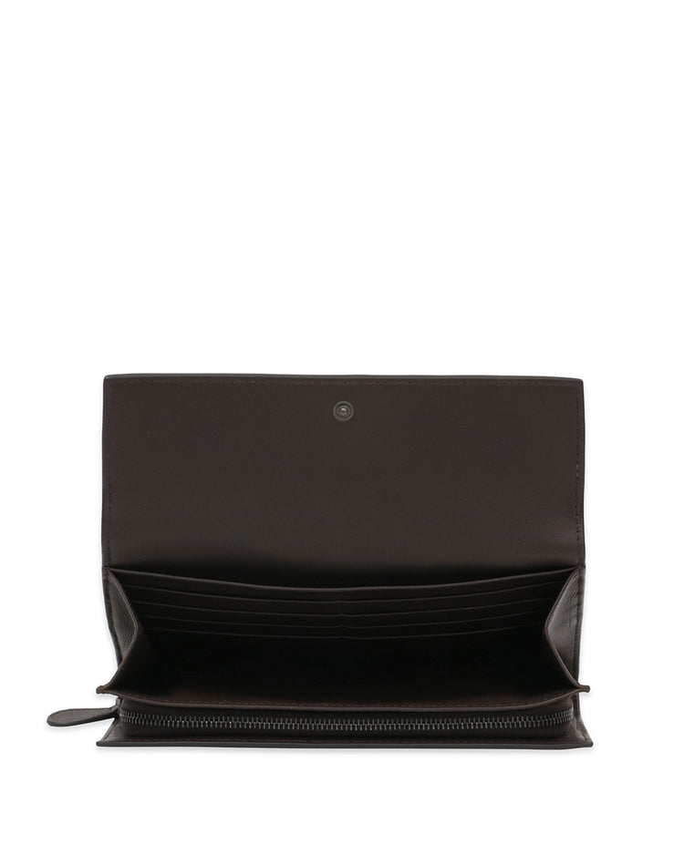 Lamb Leather Woven Long Wallet