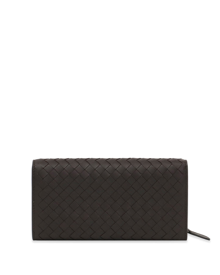 Lamb Leather Woven Long Wallet