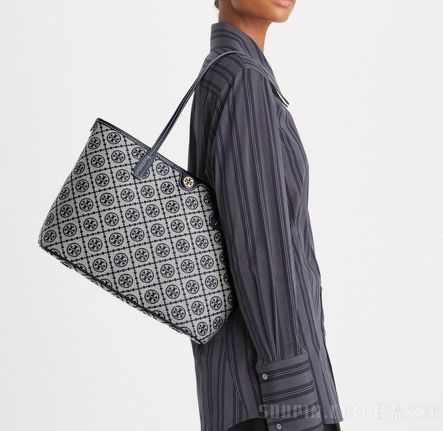 T. B. Monogram Small Zip Tote Bag