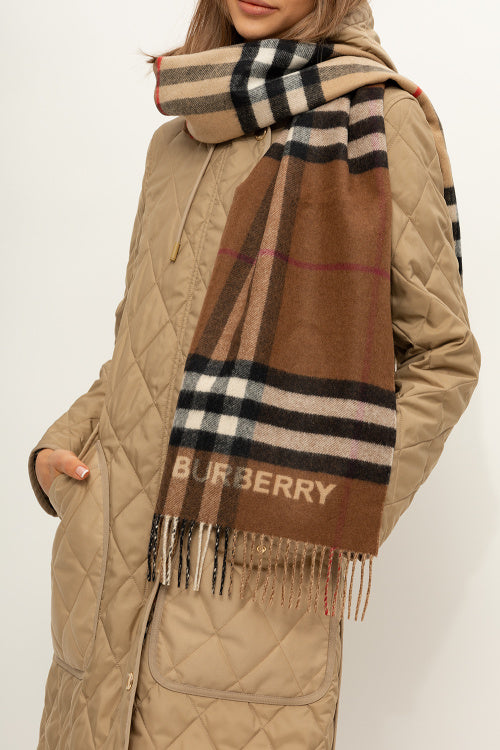 Contrast Check Cashmere Scarf