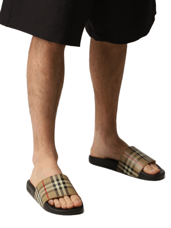 Burberry Beige Vintage Check Slides