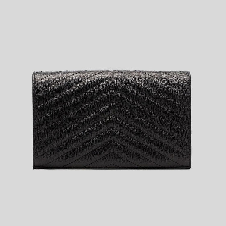 YSL Matelasse Chain Wallet In Grain De Poudre Embossed