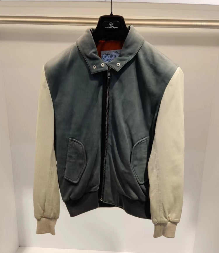 MCQ Leather Bomber Zip-up Jacket (379444)