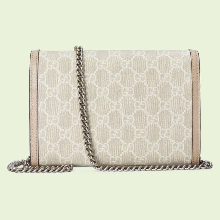 GG Supreme Dionysus wallet on chain - Beige/White (401231UULBN)