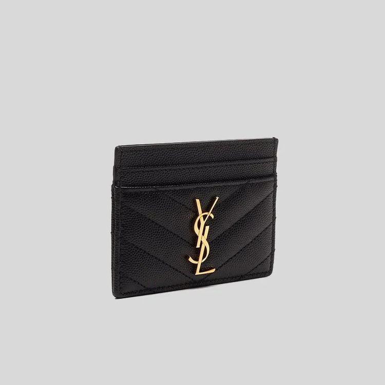 YSL Cassandre Matelasse Card Case In Grain