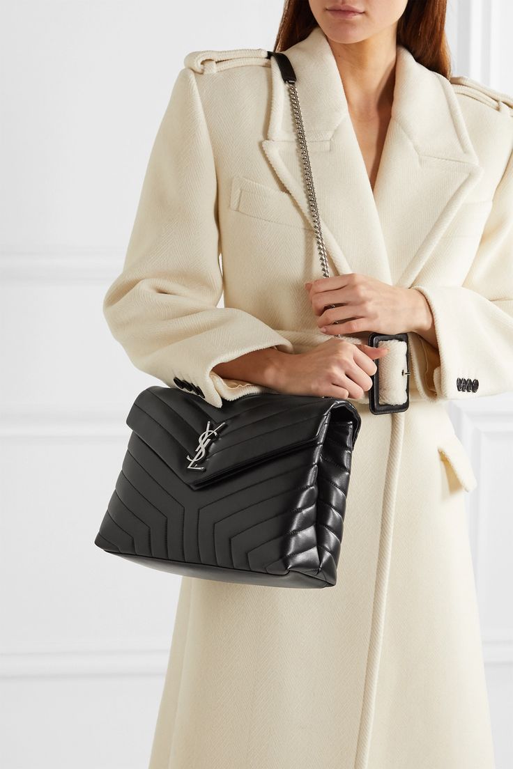Striped Stitched Leather Handbag