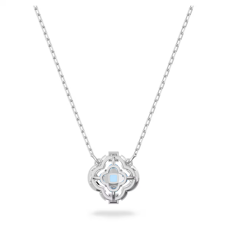 Una necklace Clover, Blue, Rhodium plated