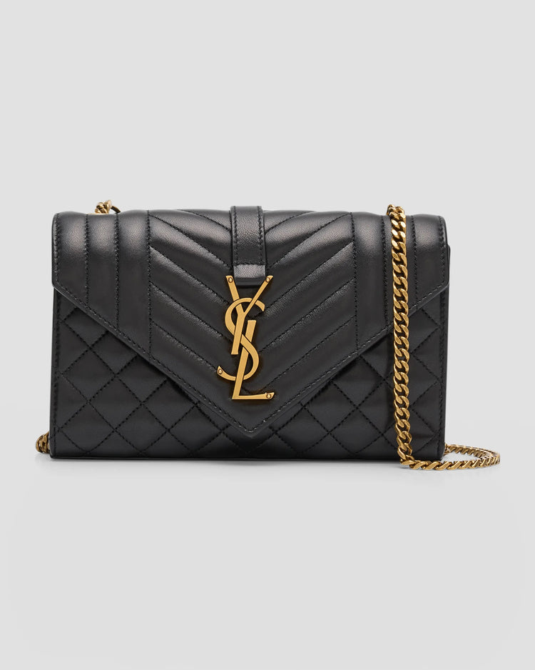 YSL Envelope Triquilt Small Shoulder Bag in Smooth Leather
