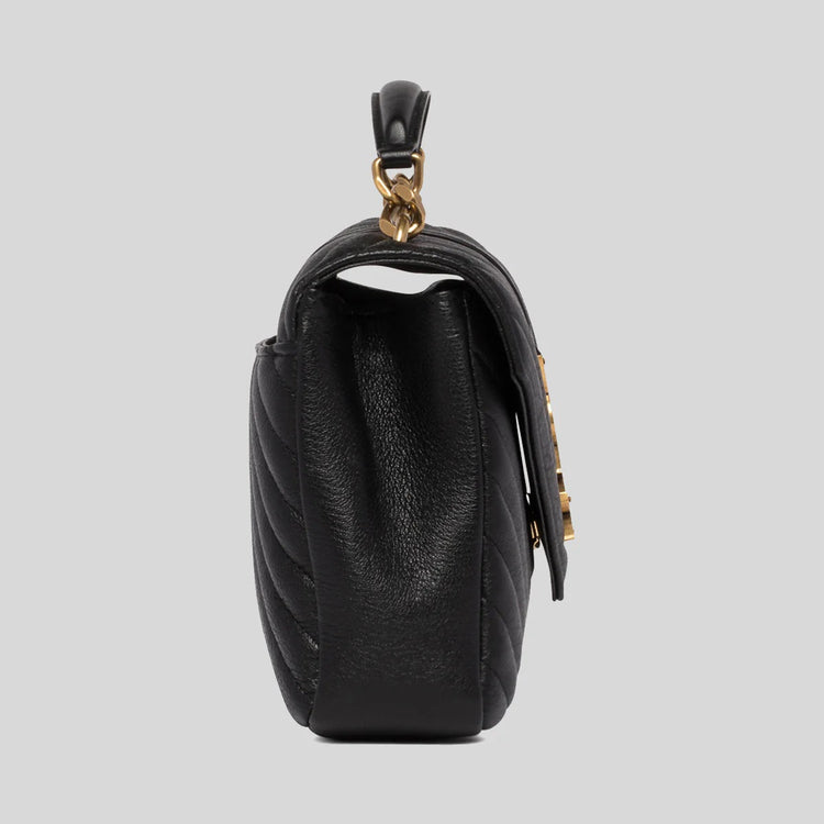 YSL College Medium Chain Bag In Quilted Leather Black