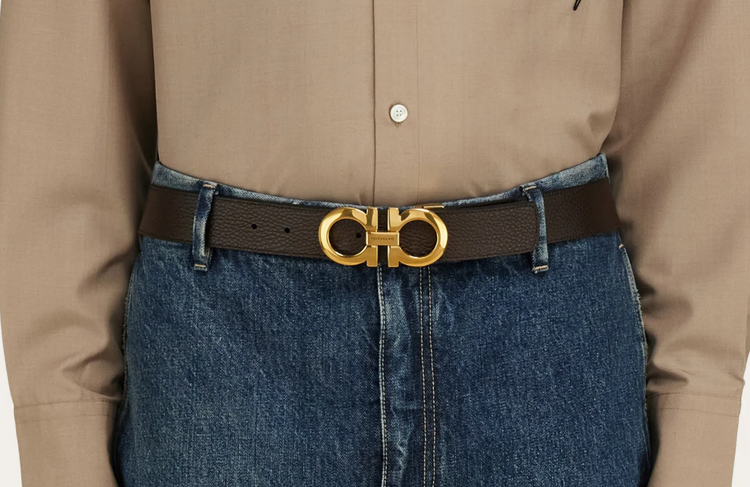 Reversible and adjustable Gancini belt (776309)