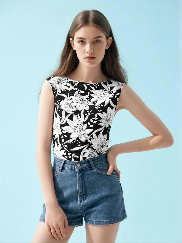 Printed Crew Neck Vest