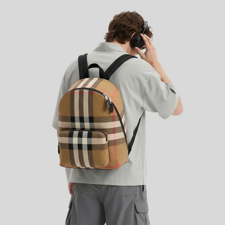 BURBERRY Jeff Check Unisex Canvas Backpack 80845501
