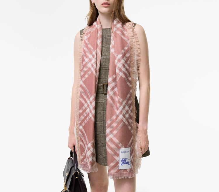 Wool-Silk Gradient Check Scarf (8125849)