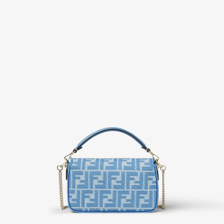 Blue denim-effect FF jacquard bag
