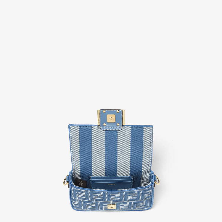 Blue denim-effect FF jacquard bag