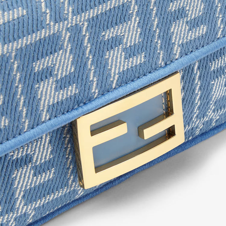 Blue denim-effect FF jacquard bag