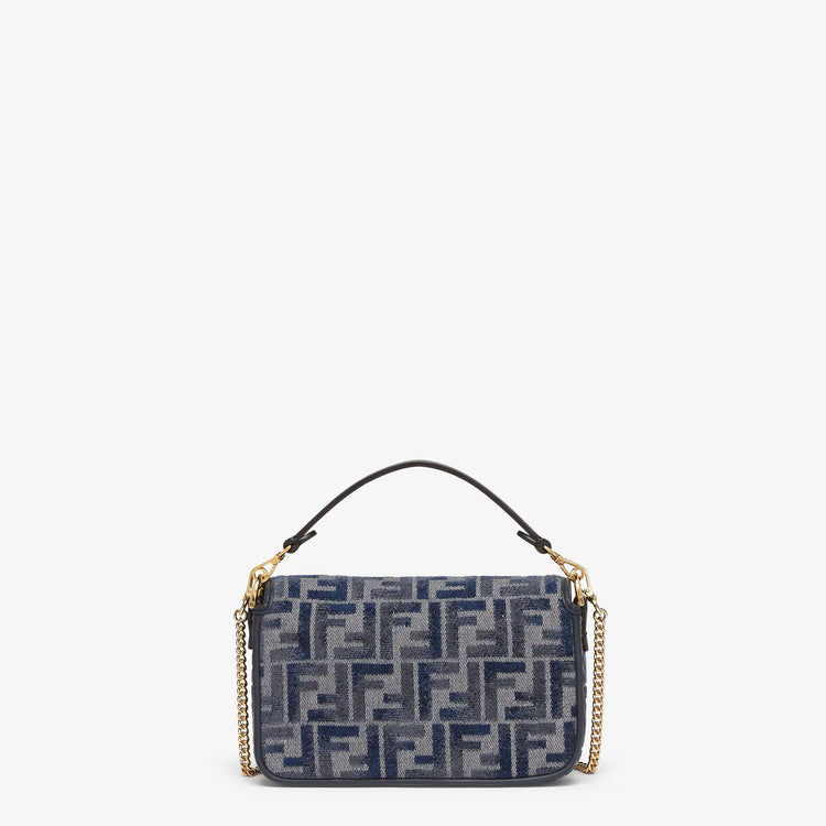 Blue denim-effect FF jacquard bag