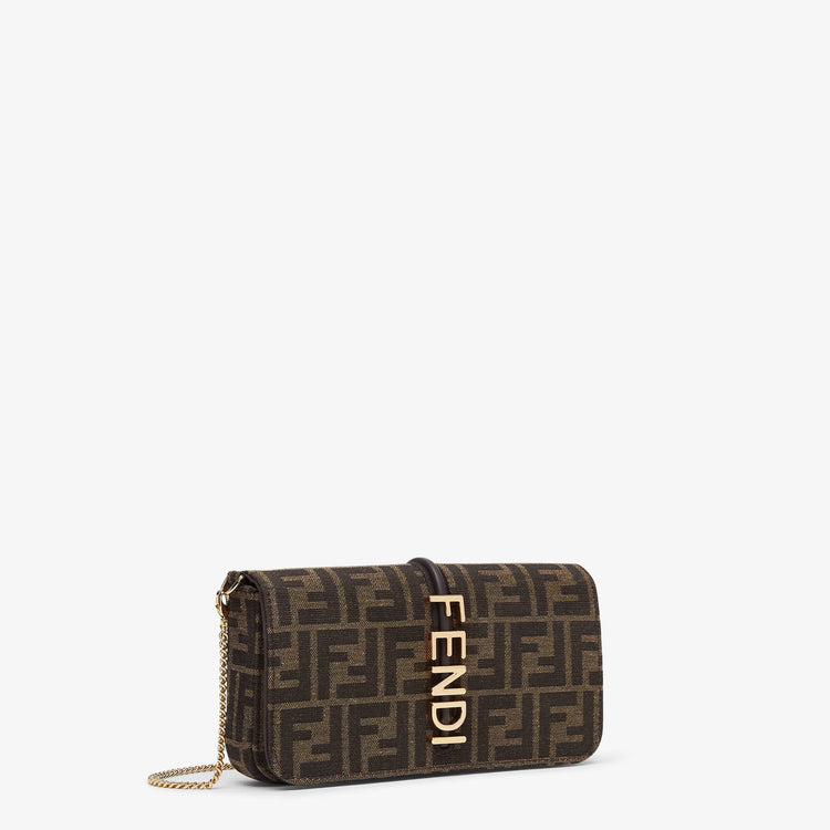 Brown FF Fabric Wallet On Chain