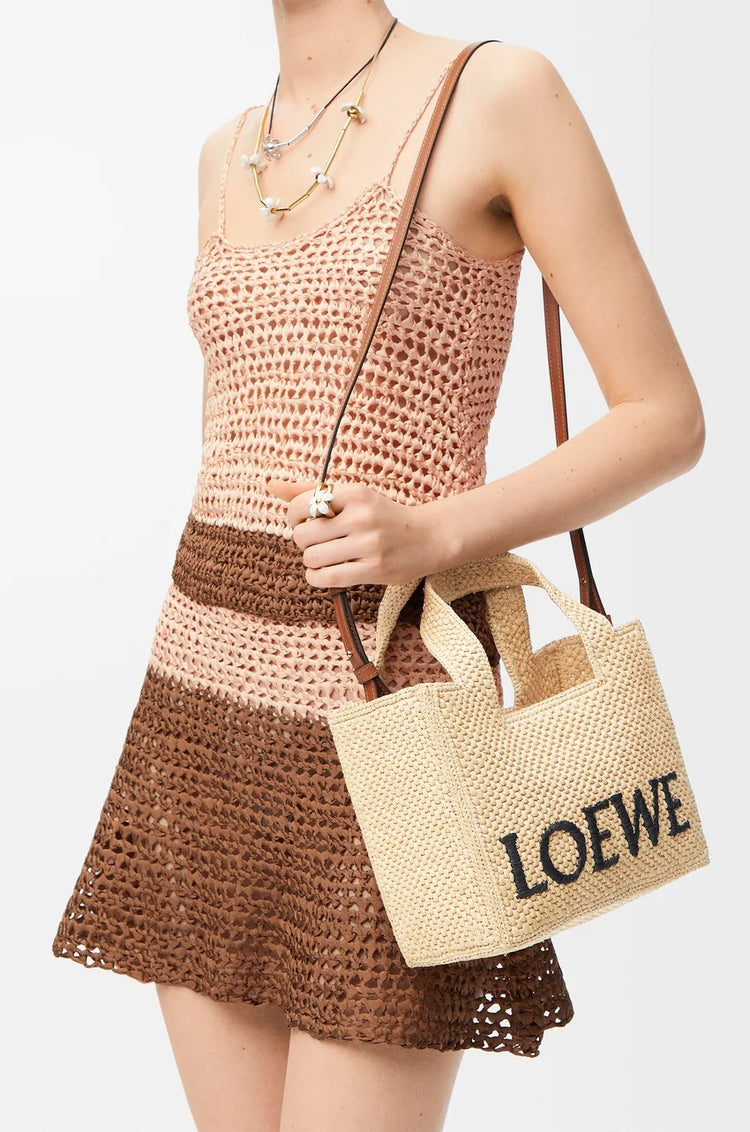 Small Font tote in raffia