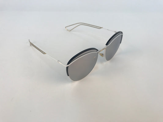 Dior White/Grey Mirrored DiorRound Aviator Sunglasses