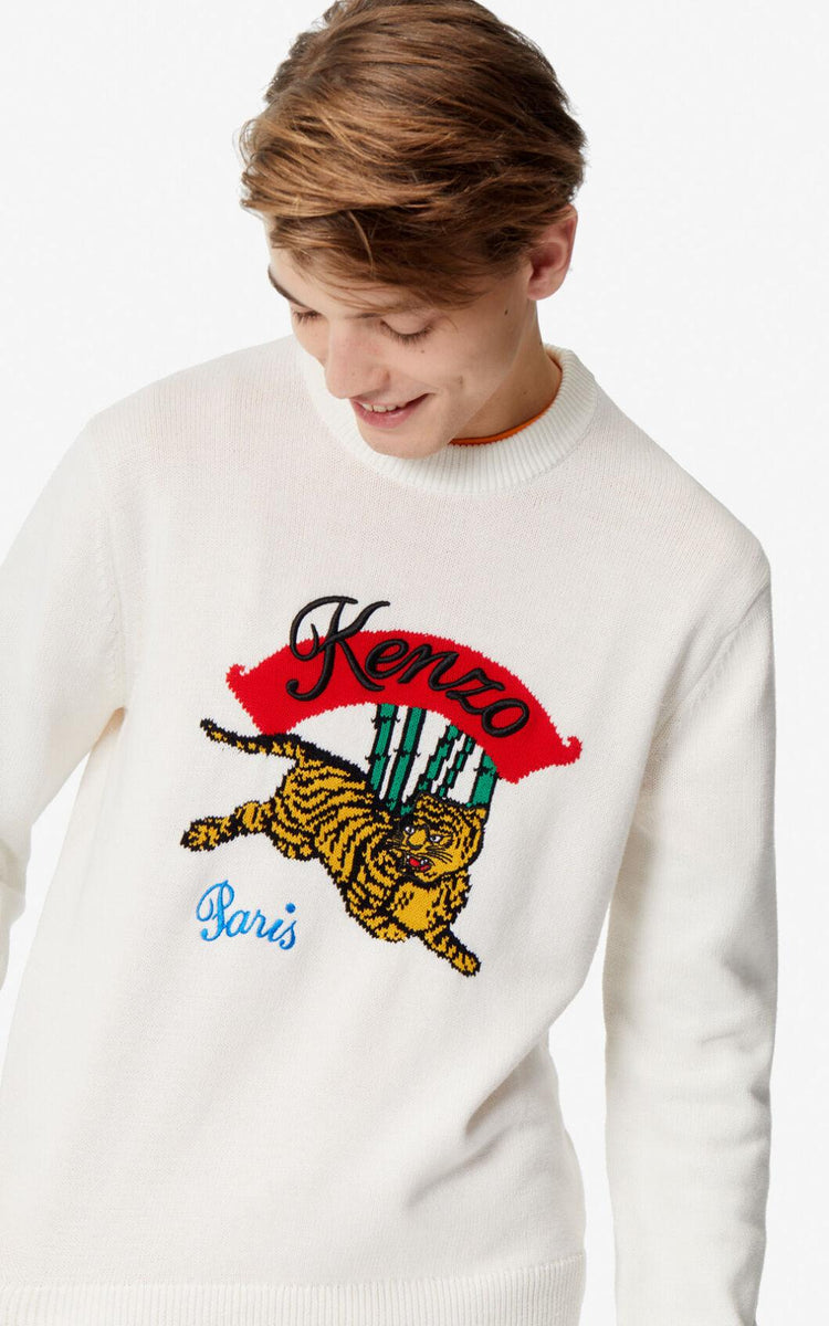 Tiger Embroidered Long-Sleeves Knitwear