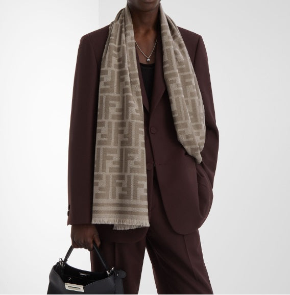 Fendi Logo Wool Silk Scarf