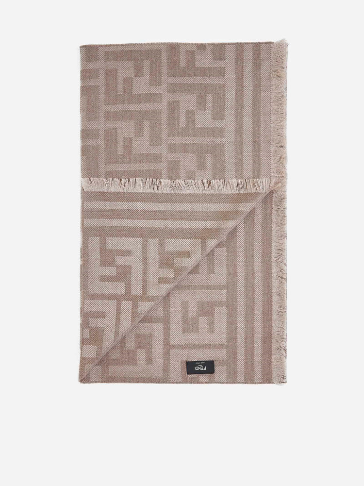 Fendi Logo Wool Silk Scarf