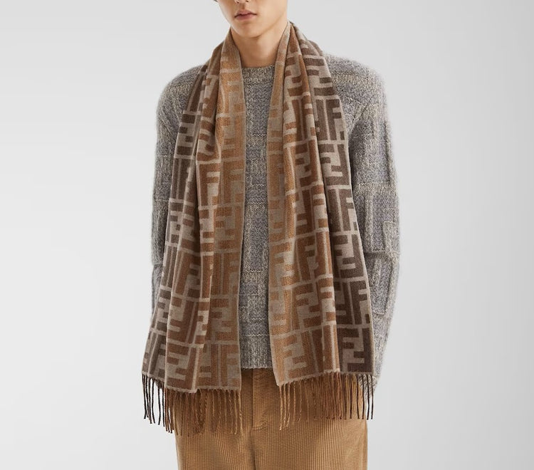 Beige FF Wool Scarf