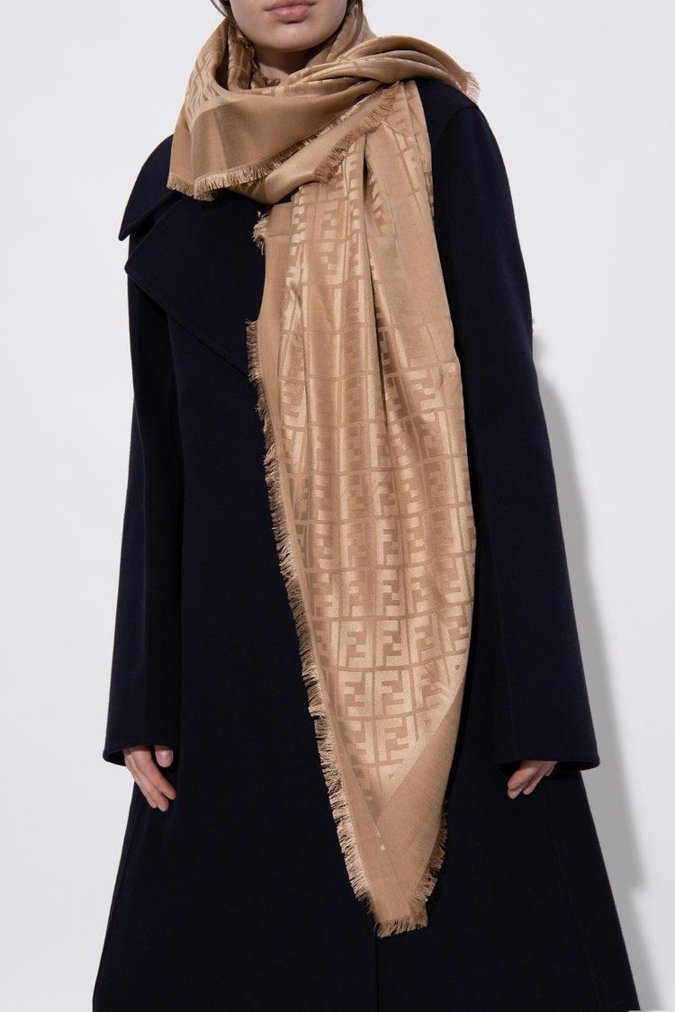 Camel-coloured wool and silk stole