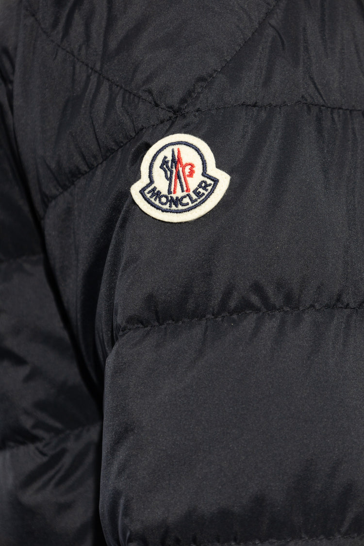 Navy blue press-stud two side zip- pockets down jactet