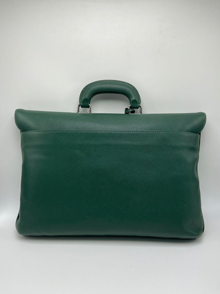 Logo Embossed Leather Briefcase