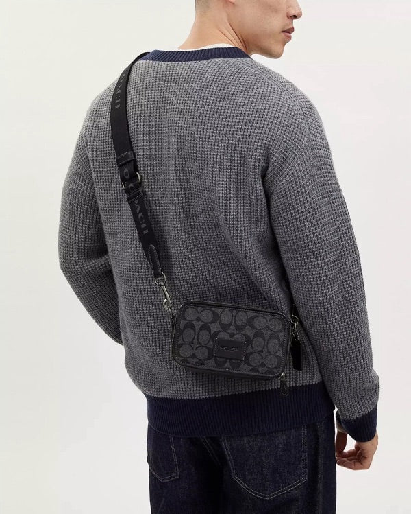 Wyatt Crossbody Bag In Signature Canvas in Charcoal/ Black CW365