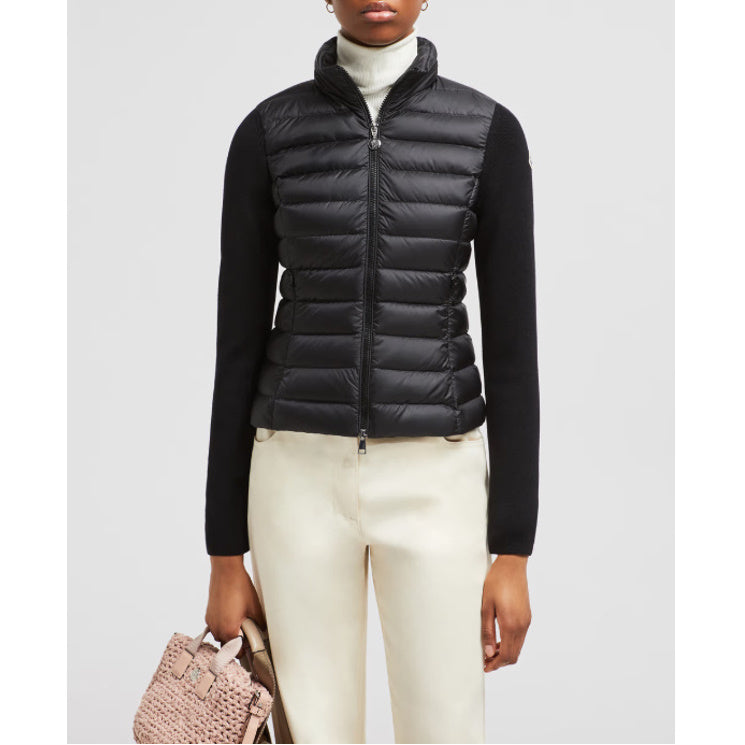 Padded Wool Zip-Up Cardigan