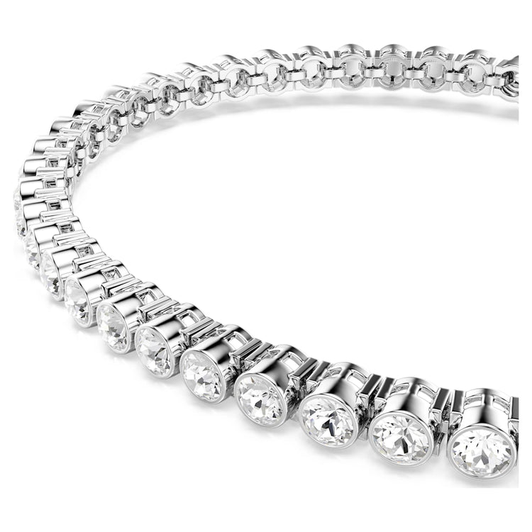Bracelet Round cut, White, Rhodium plated