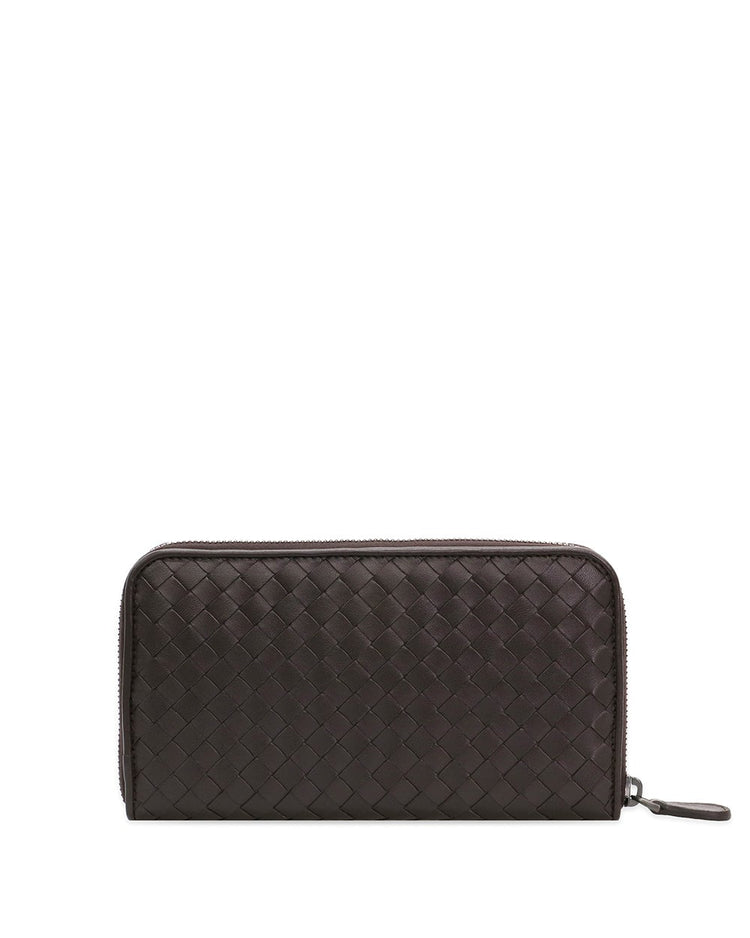 Intrecciato Leather Zip Around Wallet