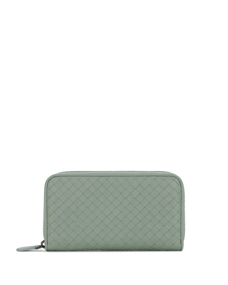 Intrecciato Leather Zip Around Wallet