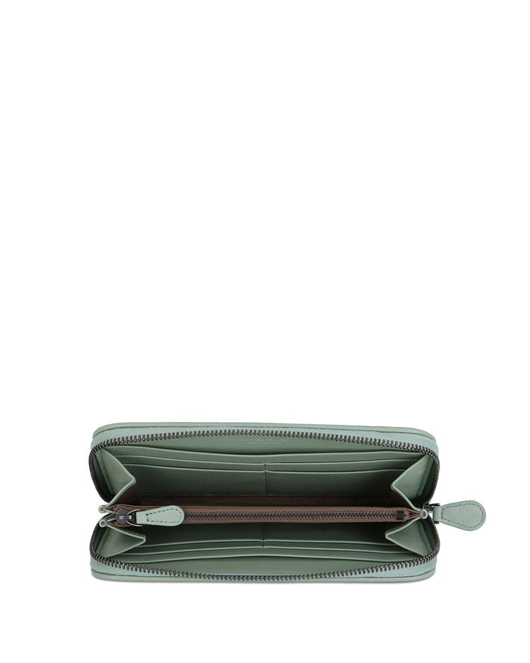 Intrecciato Leather Zip Around Wallet