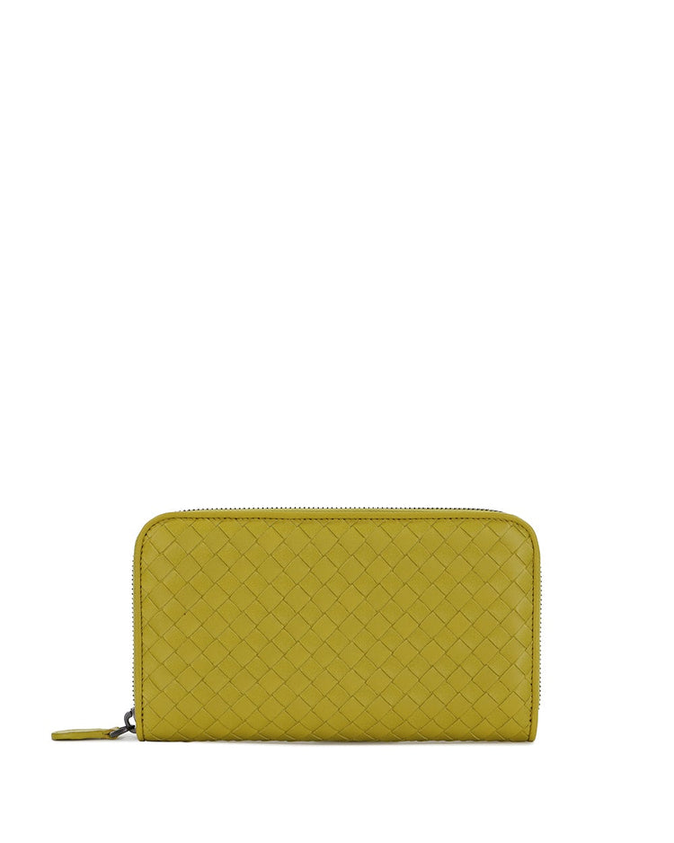 Intrecciato Leather Zip Around Wallet