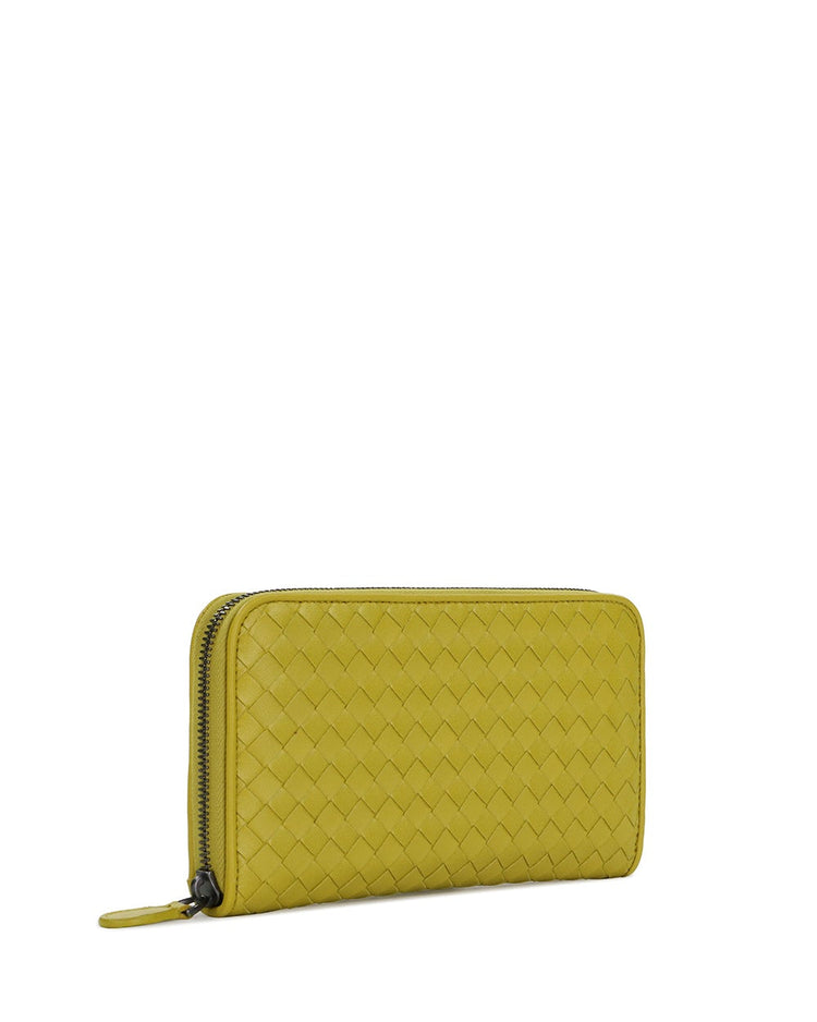 Intrecciato Leather Zip Around Wallet