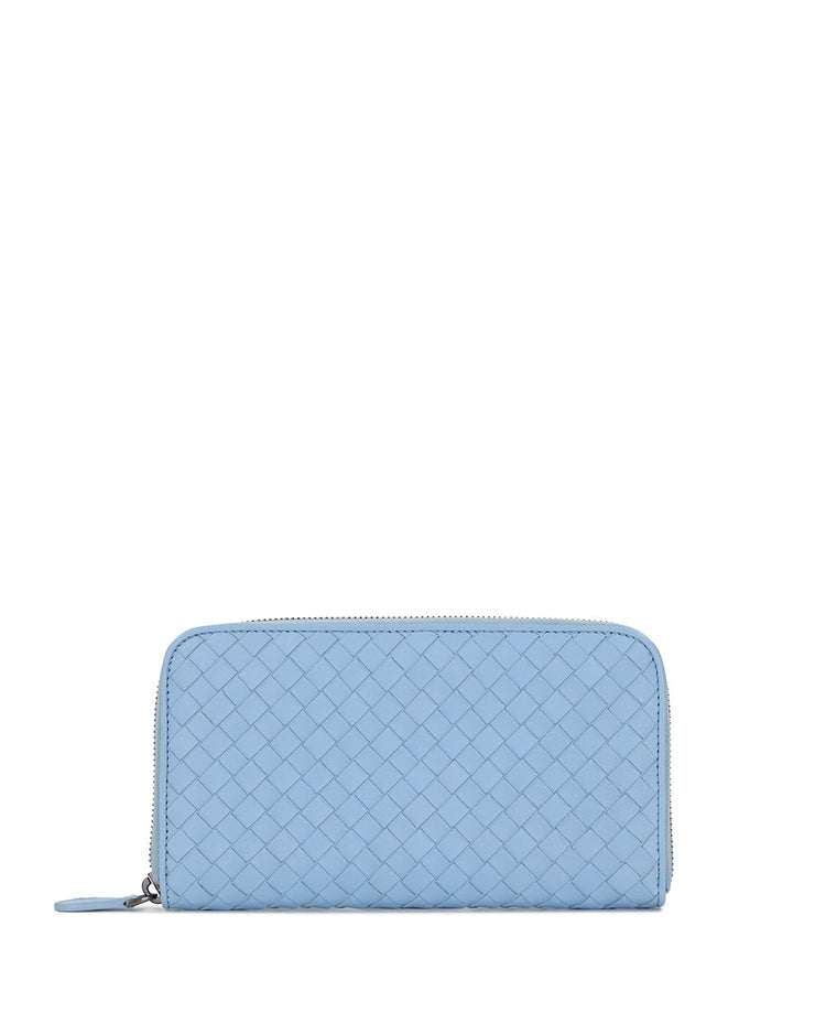 Intrecciato Leather Zip Around Wallet