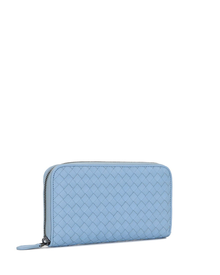 Intrecciato Leather Zip Around Wallet