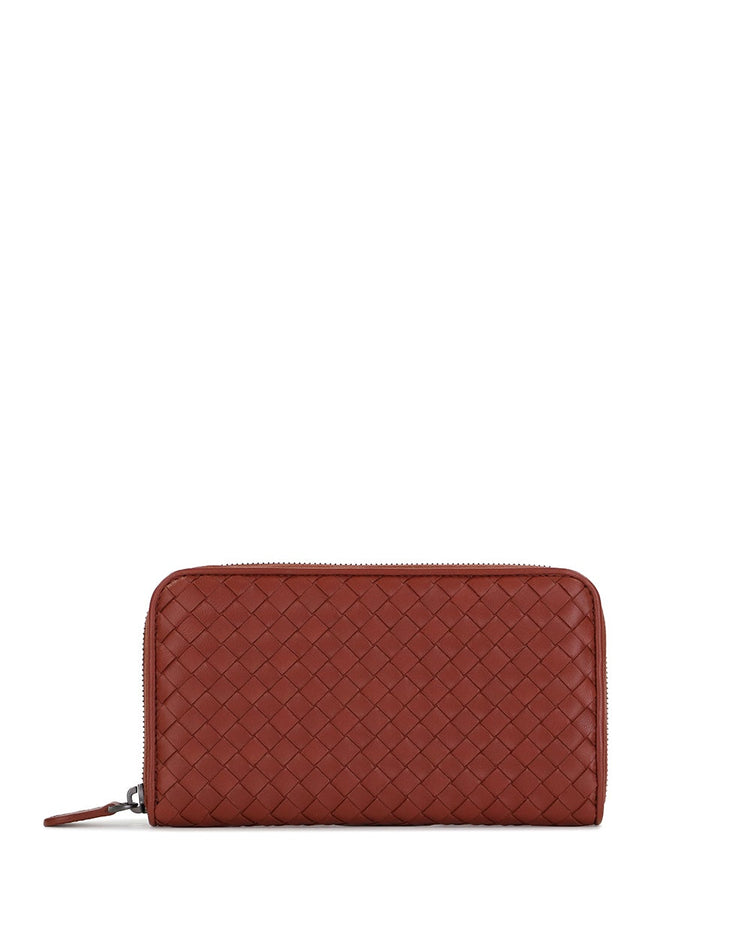 Intrecciato Leather Zip Around Wallet