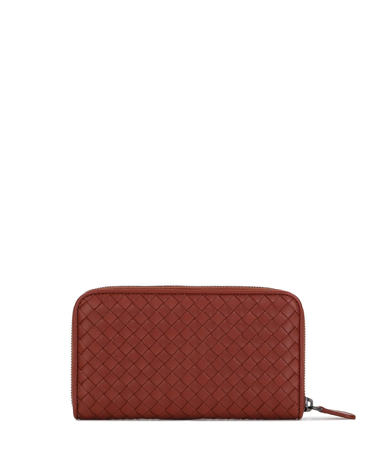 Intrecciato Leather Zip Around Wallet