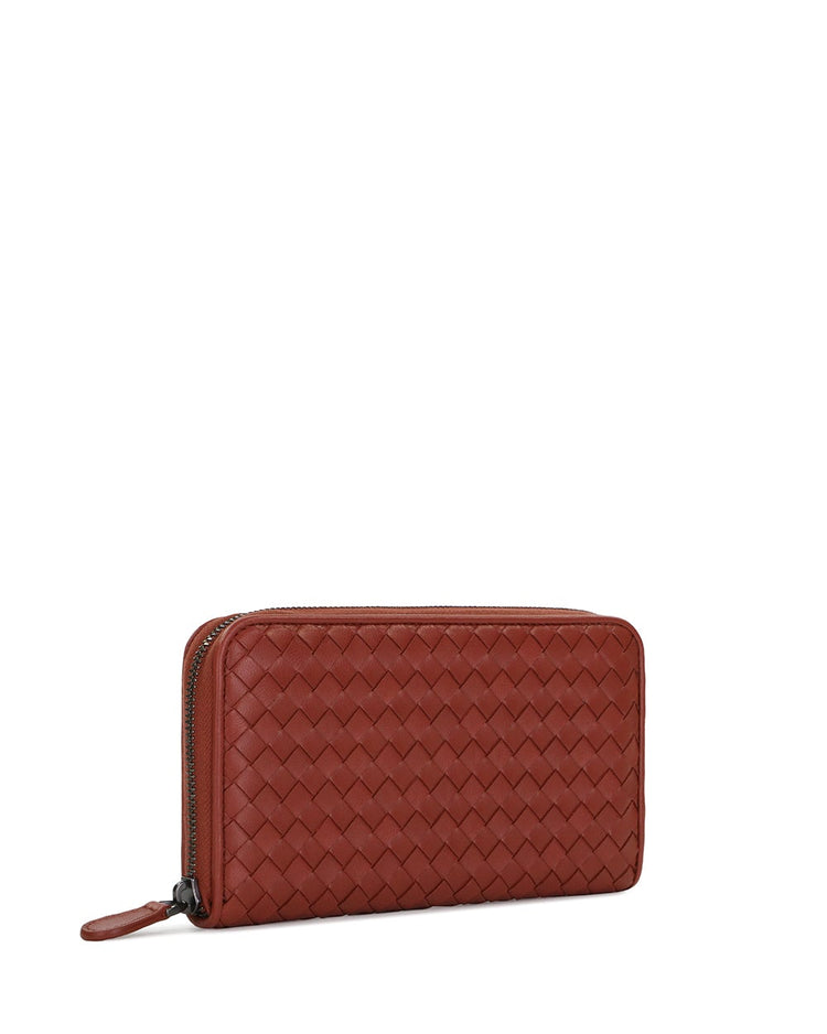Intrecciato Leather Zip Around Wallet