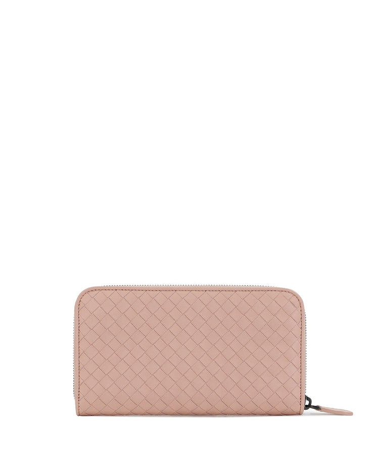 Intrecciato Leather Zip Around Wallet