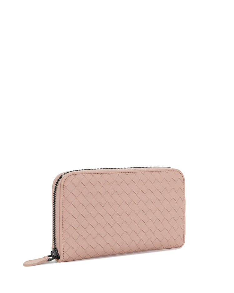 Intrecciato Leather Zip Around Wallet