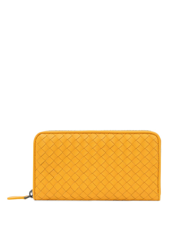 Intrecciato Leather Zip Around Wallet