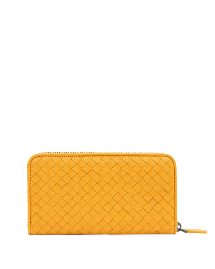 Intrecciato Leather Zip Around Wallet